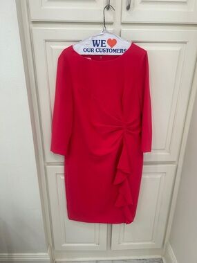 Chic hot pink Long-Sleeve Ruffle Sheath Dress